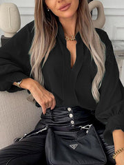 fashion all-match loose long-sleeved chiffon blouse - 808Lush