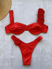 Sexy three-dimensional flower split women's swimsuit - 808Lush