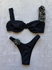 Sexy three-dimensional flower split women's swimsuit - 808Lush