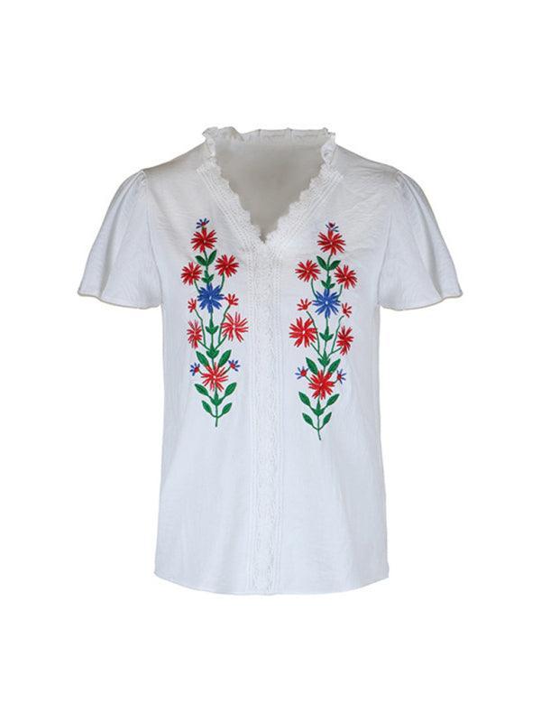 short sleeve embroidered shirt - 808Lush