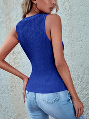 slim sexy pleated round neck vest - 808Lush