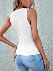 slim sexy pleated round neck vest - 808Lush