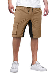 men's overalls drawstring color block casual shorts - 808Lush