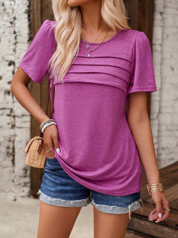 women's round neck T-shirt tops - 808Lush