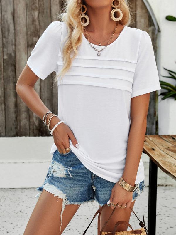 women's round neck T-shirt tops - 808Lush