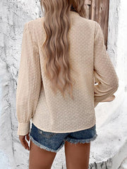 women's casual ruffled jacquard long-sleeved shirt - 808Lush