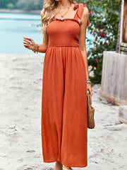 casual high waist wrap chest suspender jumpsuit wide leg pants - 808Lush