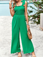 casual high waist wrap chest suspender jumpsuit wide leg pants - 808Lush