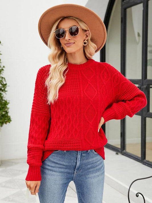 twist casual round neck sweater loose pullover sweater - 808Lush