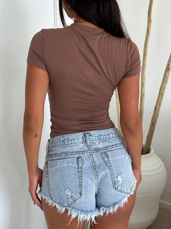 Y2K style slimming short-sleeved T-shirt - 808Lush