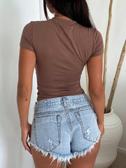 Y2K style slimming short-sleeved T-shirt - 808Lush