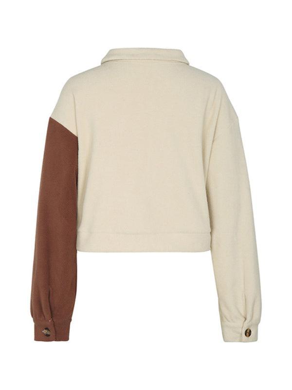 women's color block polar fleece jacket - 808Lush