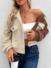 women's color block polar fleece jacket - 808Lush