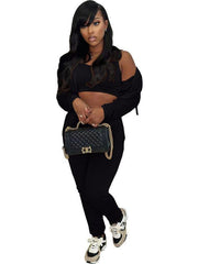 women's fleece sweatshirt hooded sports and leisure suit (three-piece set) - 808Lush