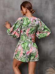 women's hollowed-out long-sleeved shorts V-neck jumpsuit - 808Lush