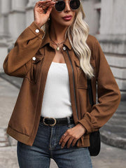 women's lapel retro casual jacket - 808Lush