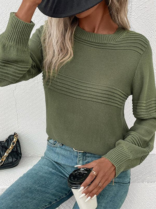 women's long sleeve solid color pullover sweater - 808Lush