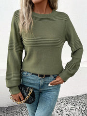 women's long sleeve solid color pullover sweater - 808Lush