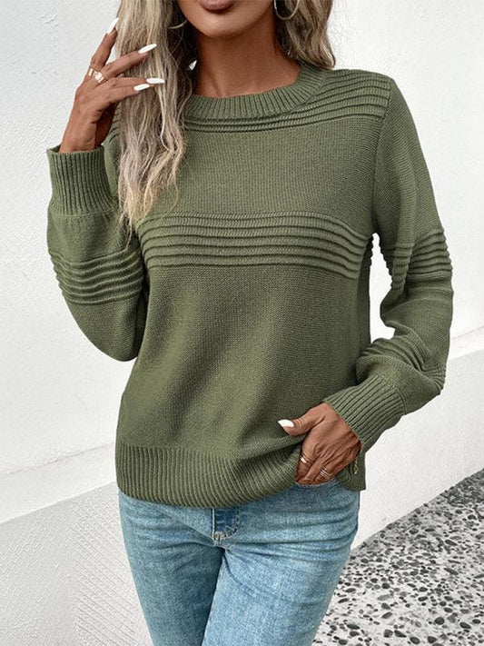 women's long sleeve solid color pullover sweater - 808Lush