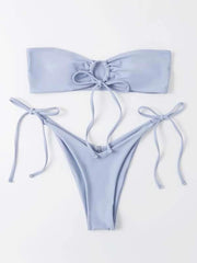 women's one-piece swimsuit low waist strapless solid color tube top sexy bikini - 808Lush