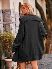 lapel tie pocket cardigan three buttons mid-length sweater coat - 808Lush