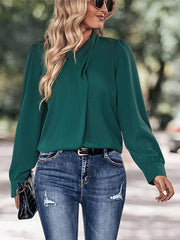 solid color pullover long sleeve shirt - 808Lush
