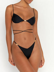 split backless strappy swimsuit tight bikini - 808Lush
