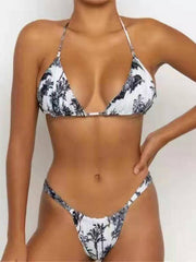 strappy solid color padded push up bikini - 808Lush