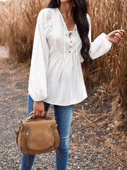 V-neck long-sleeved top - 808Lush