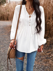 V-neck long-sleeved top - 808Lush