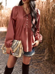 V-neck long-sleeved top - 808Lush