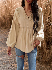 V-neck long-sleeved top - 808Lush