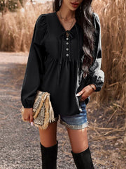 V-neck long-sleeved top - 808Lush