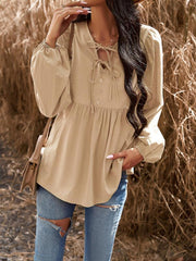 V-neck long-sleeved top - 808Lush