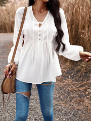 V-neck long-sleeved top - 808Lush
