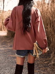 V-neck long-sleeved top - 808Lush