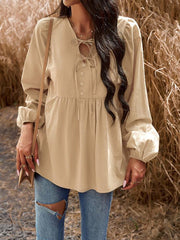 V-neck long-sleeved top - 808Lush