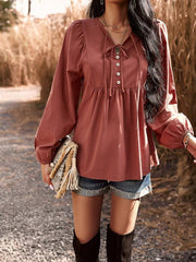 V-neck long-sleeved top - 808Lush