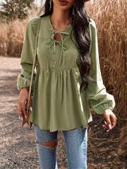 V-neck long-sleeved top - 808Lush