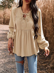 V-neck long-sleeved top - 808Lush