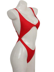 One piece halter bikini solid color sexy swimsuit - 808Lush