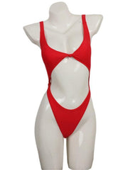 One piece halter bikini solid color sexy swimsuit - 808Lush