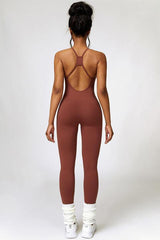 Open Back Spaghetti Strap Sports Jumpsuit - 808Lush