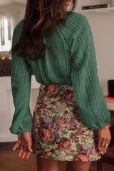 Openwork Button Up Long Sleeve Shirt - 808Lush