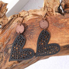 PU Leather Iron Hook Heart Earrings - 808Lush