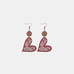 PU Leather Iron Hook Heart Earrings - 808Lush