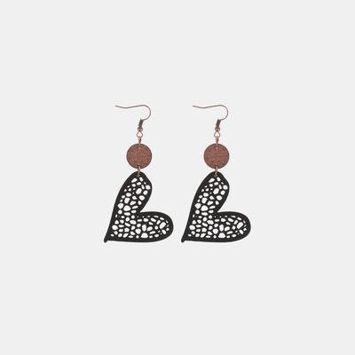 PU Leather Iron Hook Heart Earrings - 808Lush