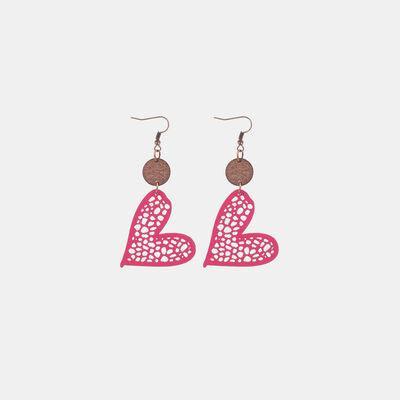 PU Leather Iron Hook Heart Earrings - 808Lush