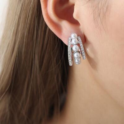 Pearl Titanium Steel C-Hoop Earrings - 808Lush