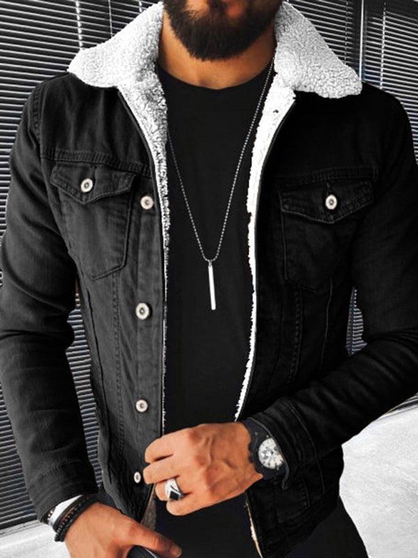 Plush Style Thickened Denim Men's Outer Jacket - 808Lush